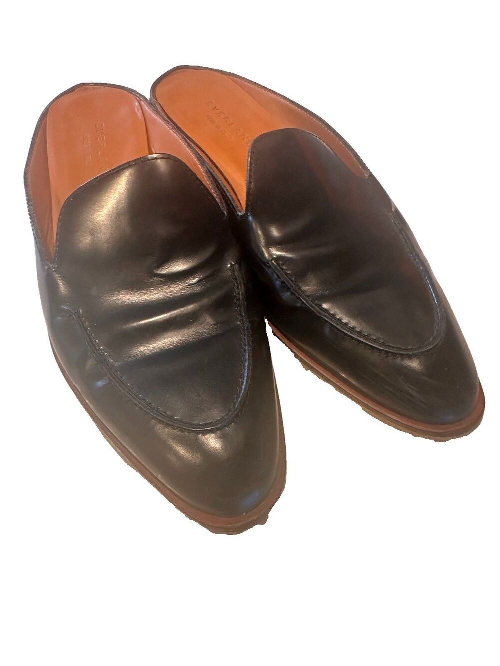 Everlane Made In Italy Modern Mules 7.5US Black Leather Low Heel Casual Pointy - Picture 9 of 9